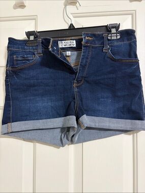 Wax Jean Dark Blue Rolled Cuff Denim Shorts